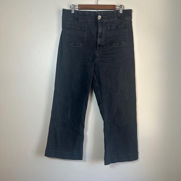 Anthropologie Denim - PILCRO Anthropologie Black‎ Wide Leg Cropped Jeans High Rise Size 32